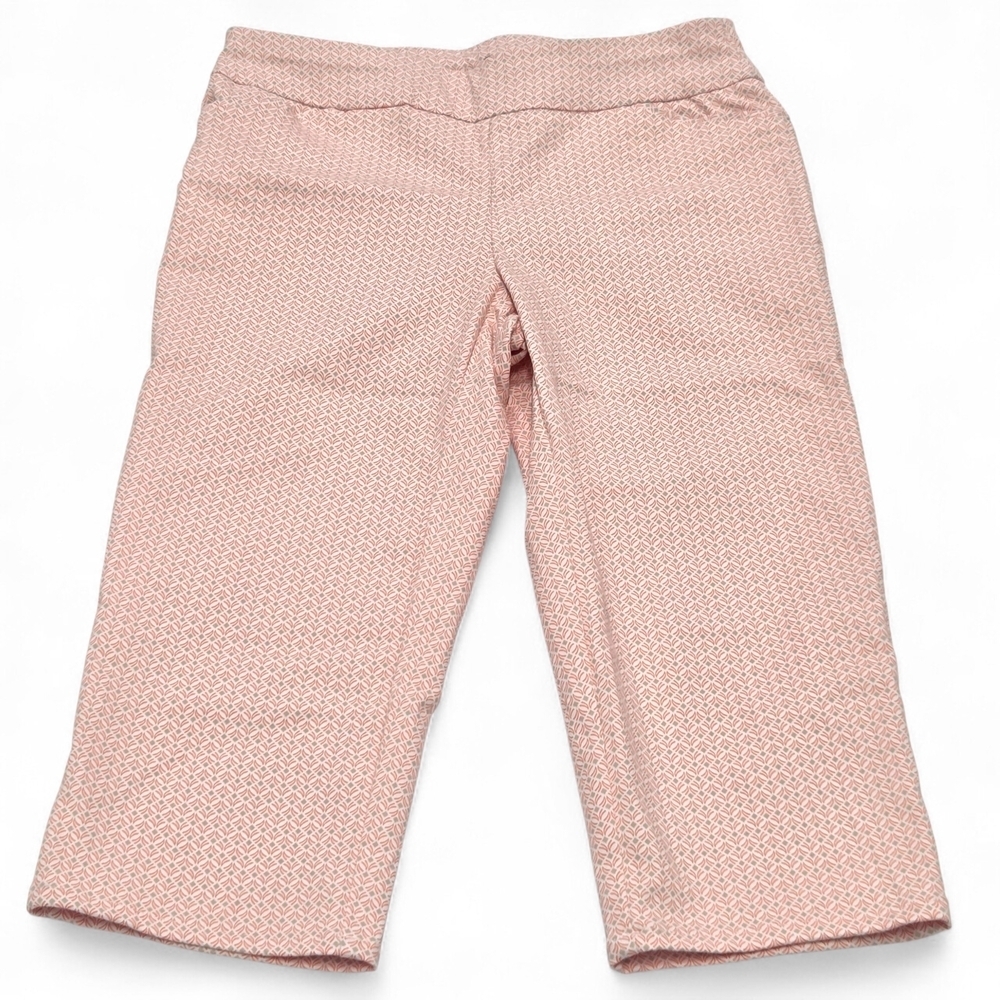 NWT Croft & Barrow Effortless Stretch Capris | Peach Geo Print | Petite 6P